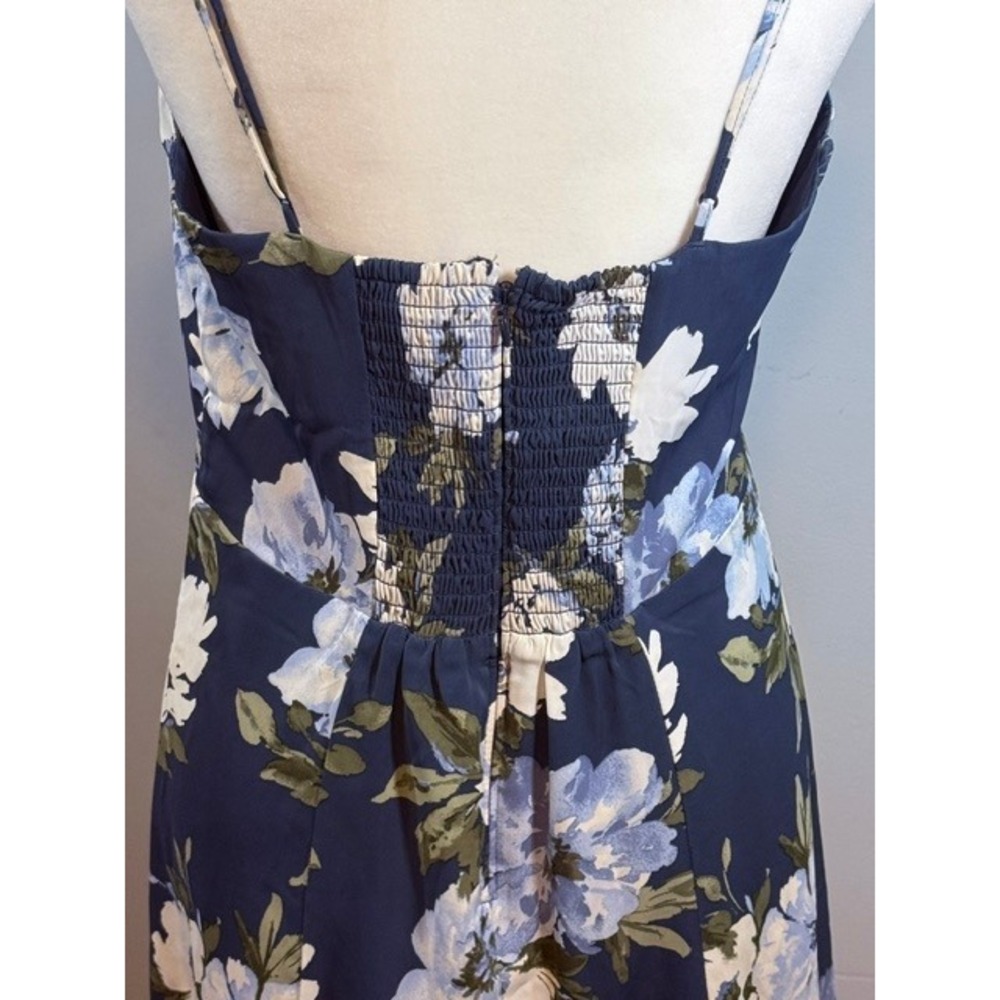 Abercrombie & Fitch Floral Maxi Dress Size M Smocked Back Spaghetti Strap Navy - Picture 6 of 9